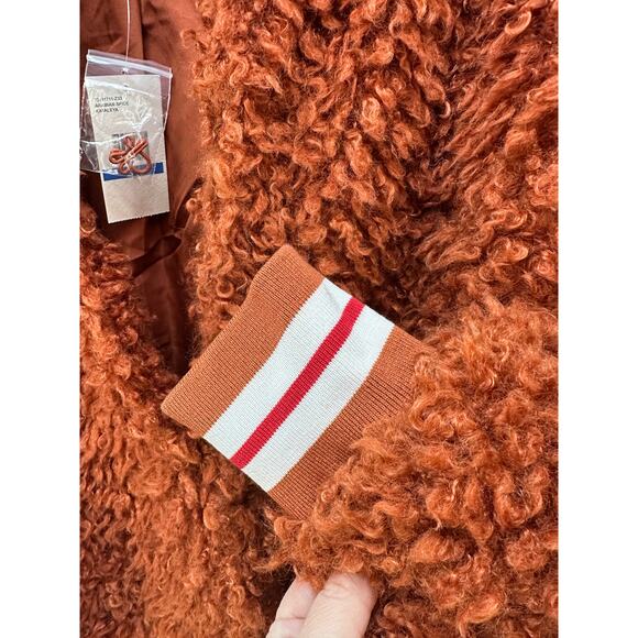 JS Collections Faux Fur Jacket XL Arabian Spice Rust Brown Cozy Teddy Coat NWT - Picture 5 of 9